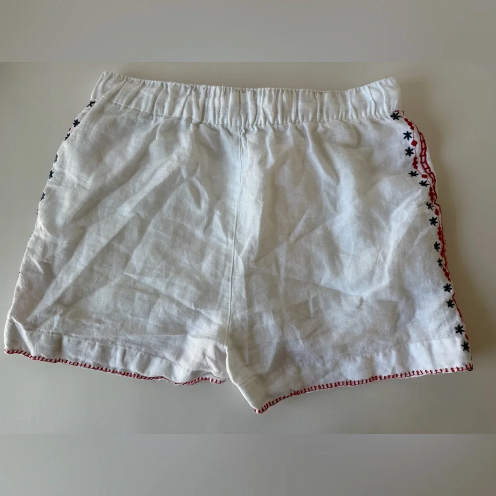 Cynthia‎ Rowley White and Red Embroidered High Waist Shorts